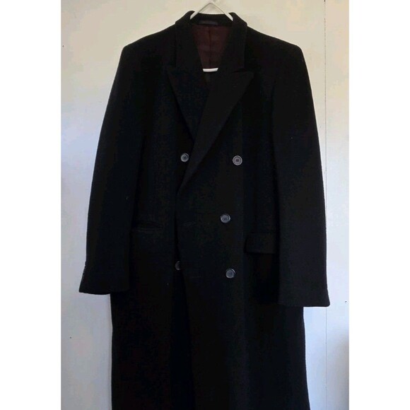 Vintage Mens Overcoat 50L Cashmere Wool Double Breasted Long Marco Torelli Coat - Picture 1 of 9